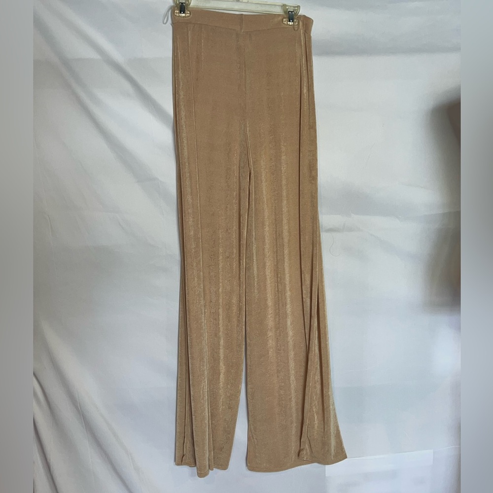 Wide legged, tan stretch pants (45)
